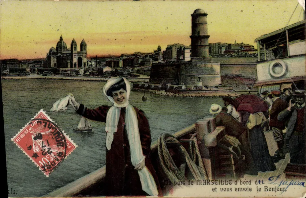 Ansicht von Marseille — Hafen und Notre-Dame de la Garoupe — veröffentlicht von L. Li - Vorderseite