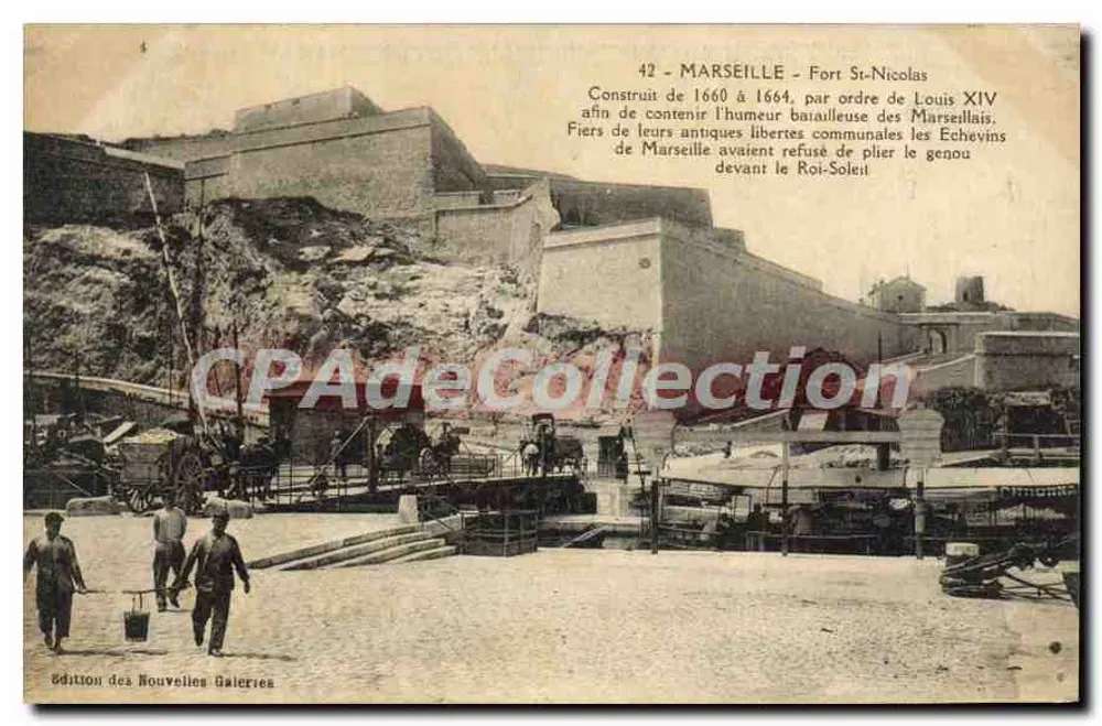 Marseille - Fort St-Nicolas — construit 1660-1664 par ordre de Louis XIV — Édition des Nouvelles Galeries - Frente