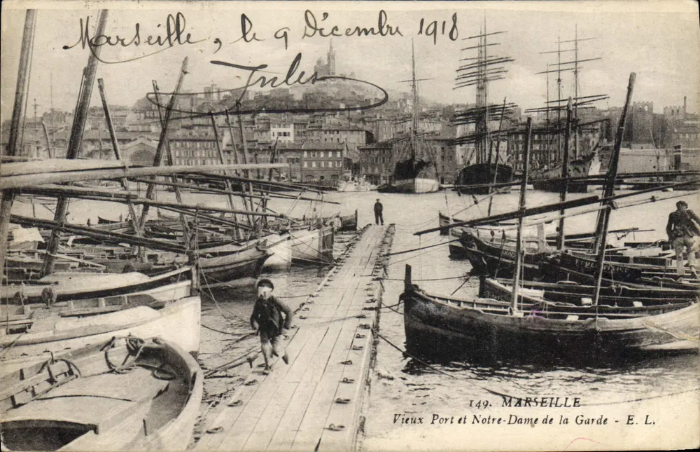Marseille — Altes Hafen und Notre-Dame de la Garde — E. L. n°149 - Vorderseite