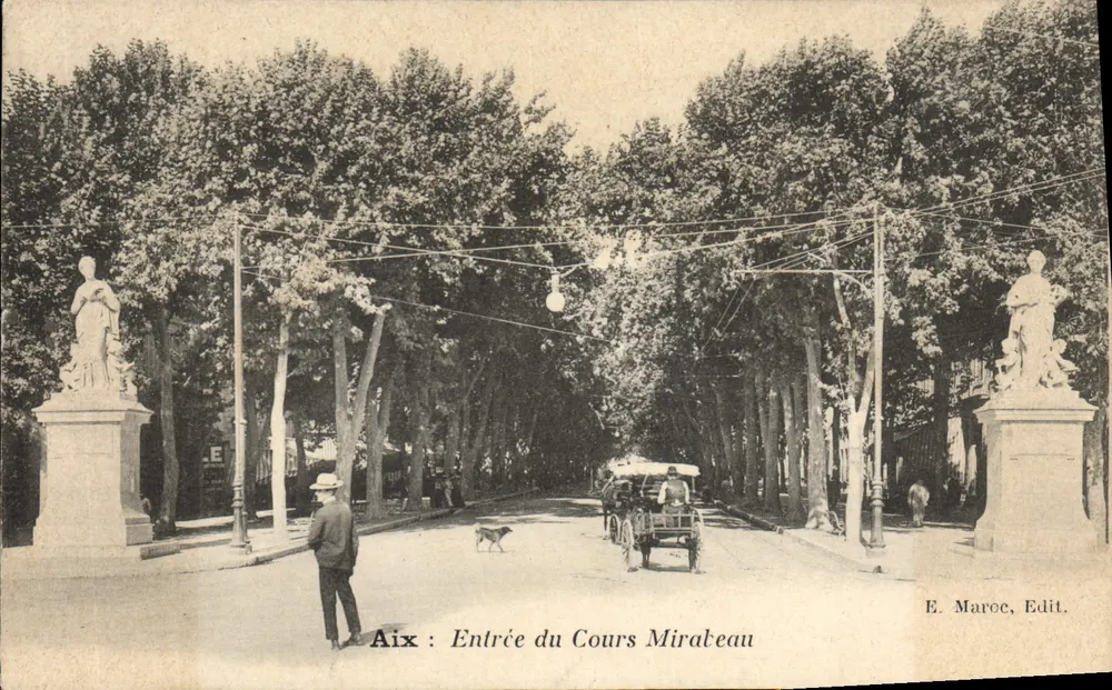 Aix : Entrada do Cours Mirabeau — E. Maroc, Edit. - Frente
