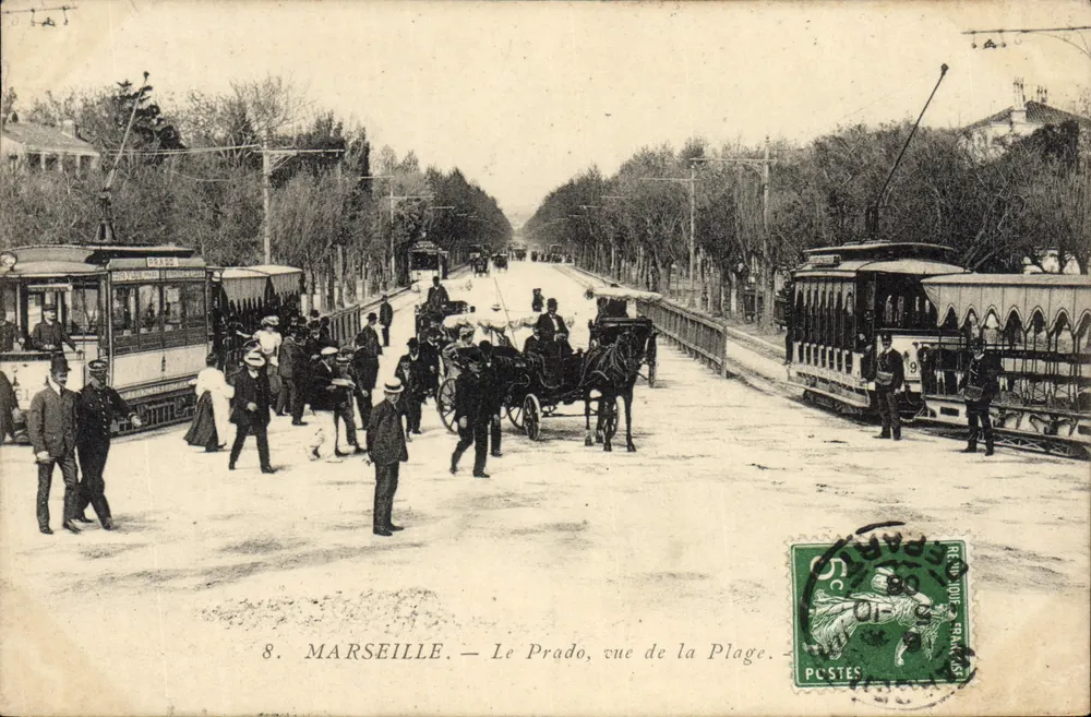 Marselha — Le Prado, vista da Praia — editor desconhecido, n°8 - Frente
