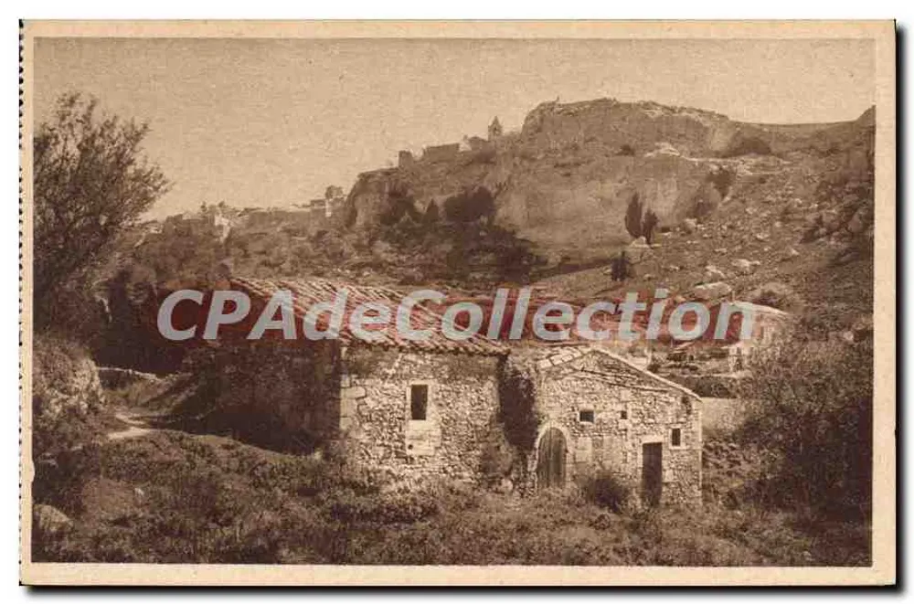 Les Baux - Ausblick vom Vallon de la Fontaine — G.-L. Arlaud, Verlag Lyon, n°5 - Vorderseite
