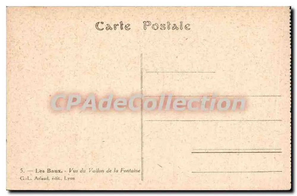 Les Baux - Ausblick vom Vallon de la Fontaine — G.-L. Arlaud, Verlag Lyon, n°5 - Rückseite