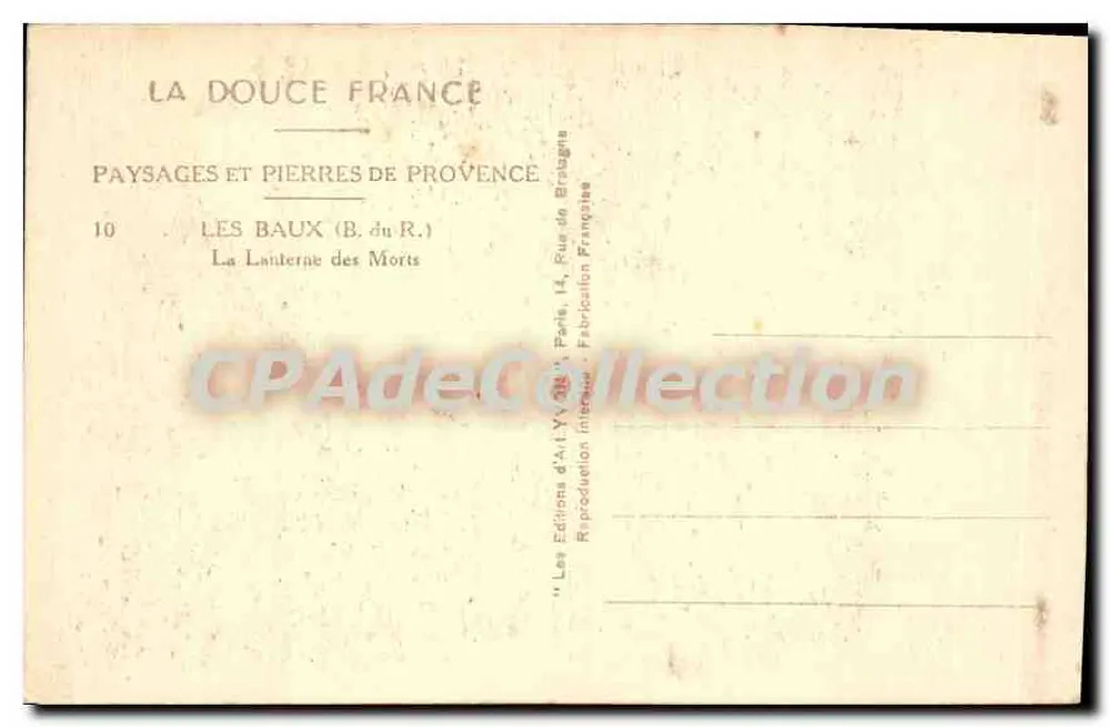 Les Baux (B. du R.) — Die Laterne der Toten — Éditions d'Art Yvon, Paris - Rückseite
