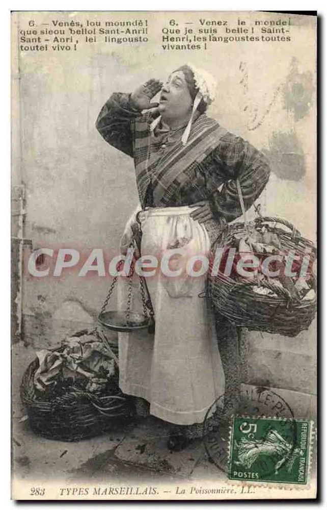 Frau, die Krebse in Saint-Henri verkauft — Marseillais Types, Nr. 283 — La Poissonnière, LL. - Vorderseite