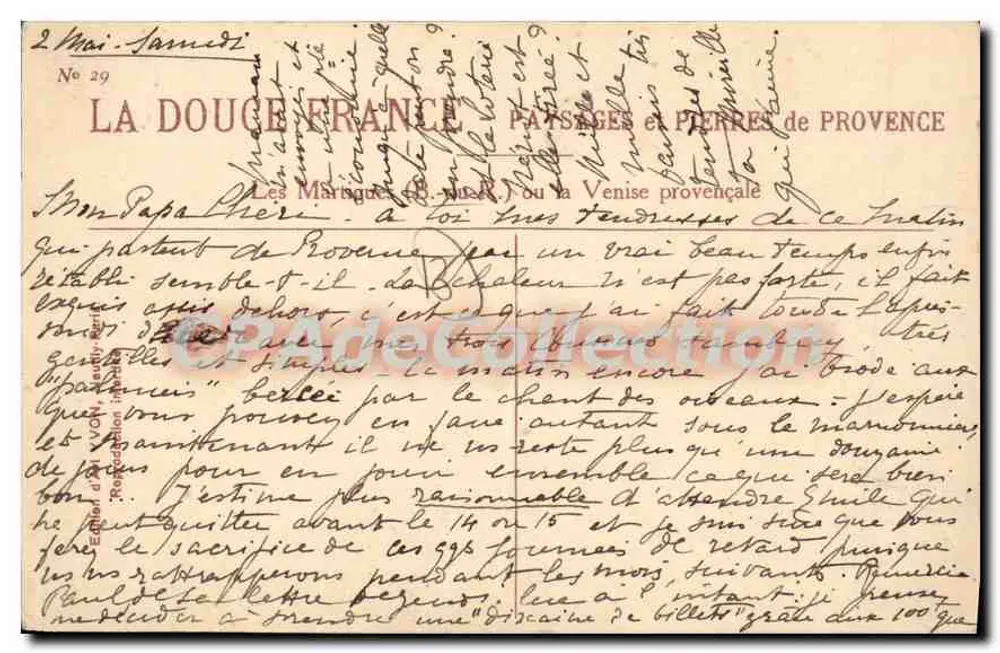 Der Hafen von La Douce France — Landschaften und Steine der Provence — Verlag Yvon, Nr. 29 - Rückseite