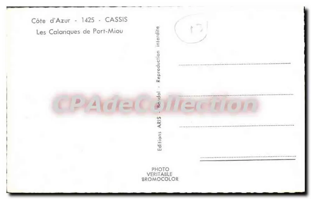 De Calanques de Port-Miou — Côte d'Azur — Edities ARIS - 1425 - Achterkant