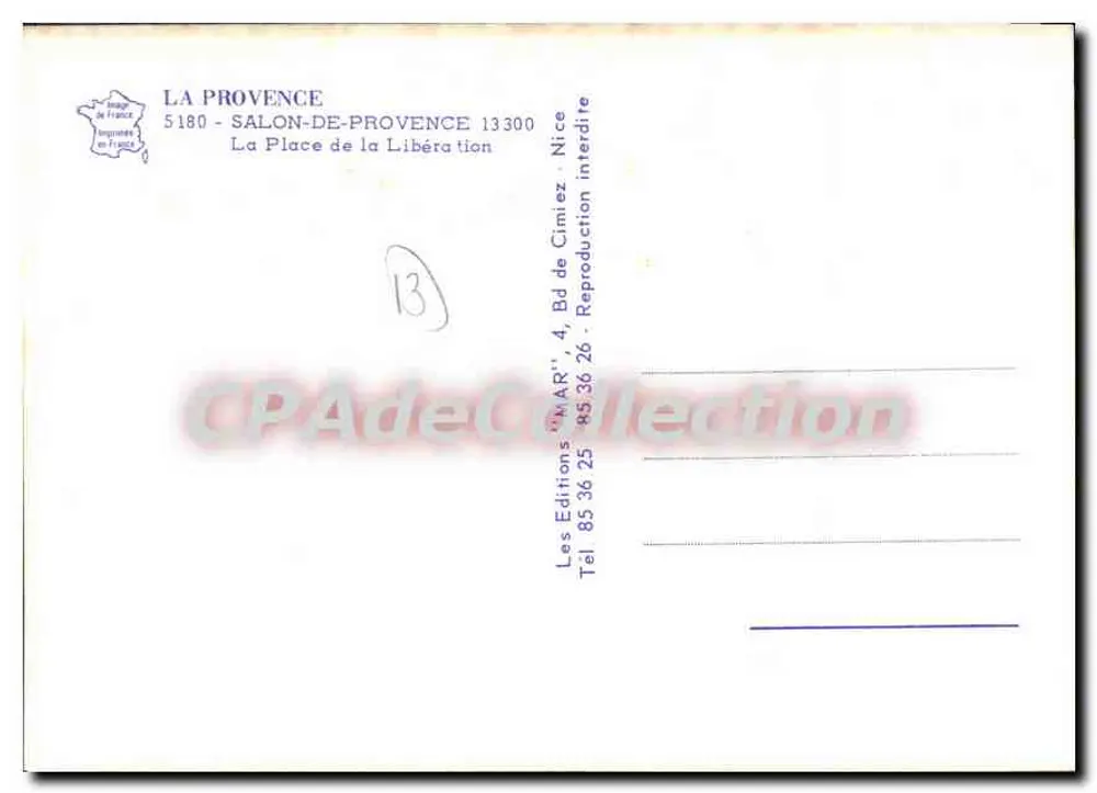 Place de la Libération — Salon-de-Provence — Editions 'M'AR' - Rückseite