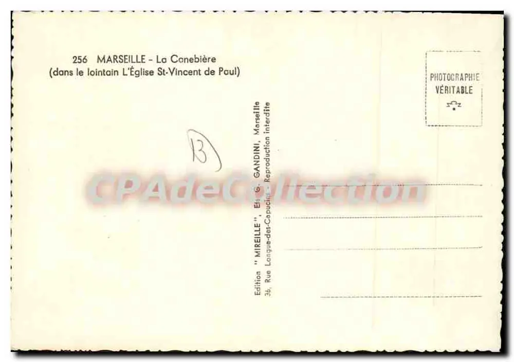 Marseille - La Canebière — Ansicht der Siegesarchitektur und des Grand Café Glacière — Edition Mireille - Rückseite