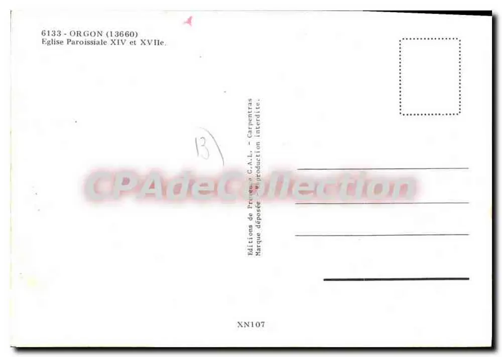 Orgon — Pfarrkirche des 14. und 16. Jahrhunderts — Éditions de Prugna C.A.L. - Rückseite