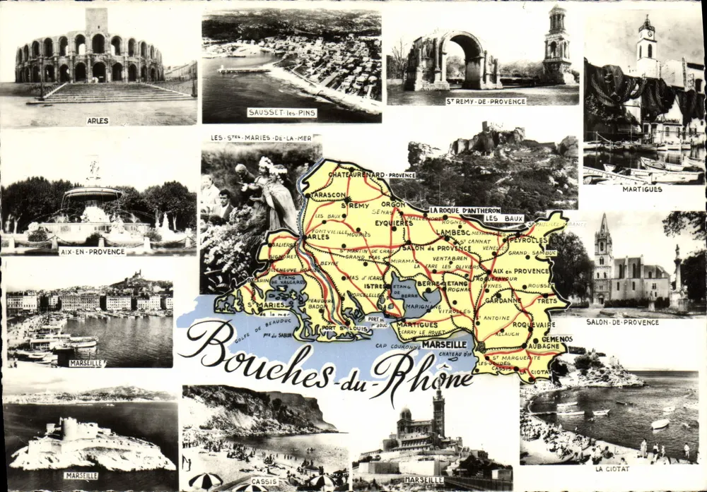 Bouches-du-Rhône — Touristische Ansichtskarte mit Karte und Fotos von Sehenswürdigkeiten — Verlag: COASTER - Vorderseite