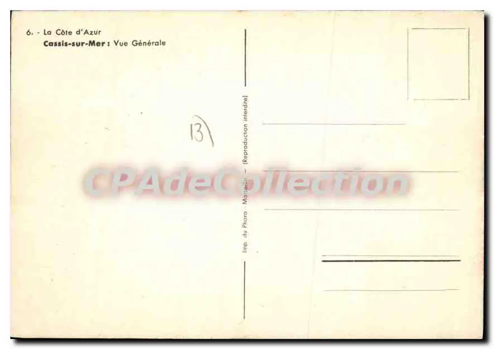 Cassis-sur-Mer — Vista Geral — Tannen 1937 - Verso