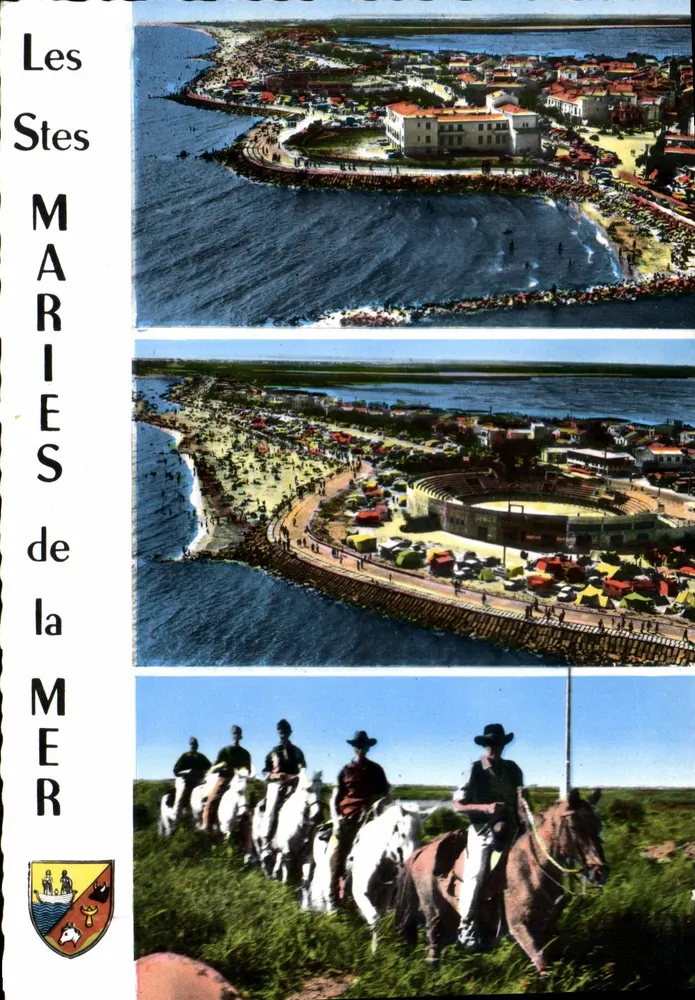 Les Saintes-Maries-de-la-Mer — vista aérea e cavaleiros — Éditions S. Audimares - Frente