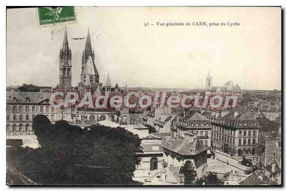 Vue générale de CAEN, prise du Lycée — n° 53 — éditeur inconnu - Frente