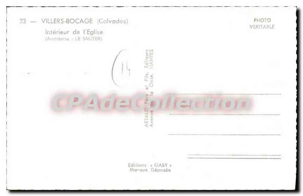 Innenansicht der Kirche von Villers-Bocage — Calvados — Verlag Gaby - Rückseite