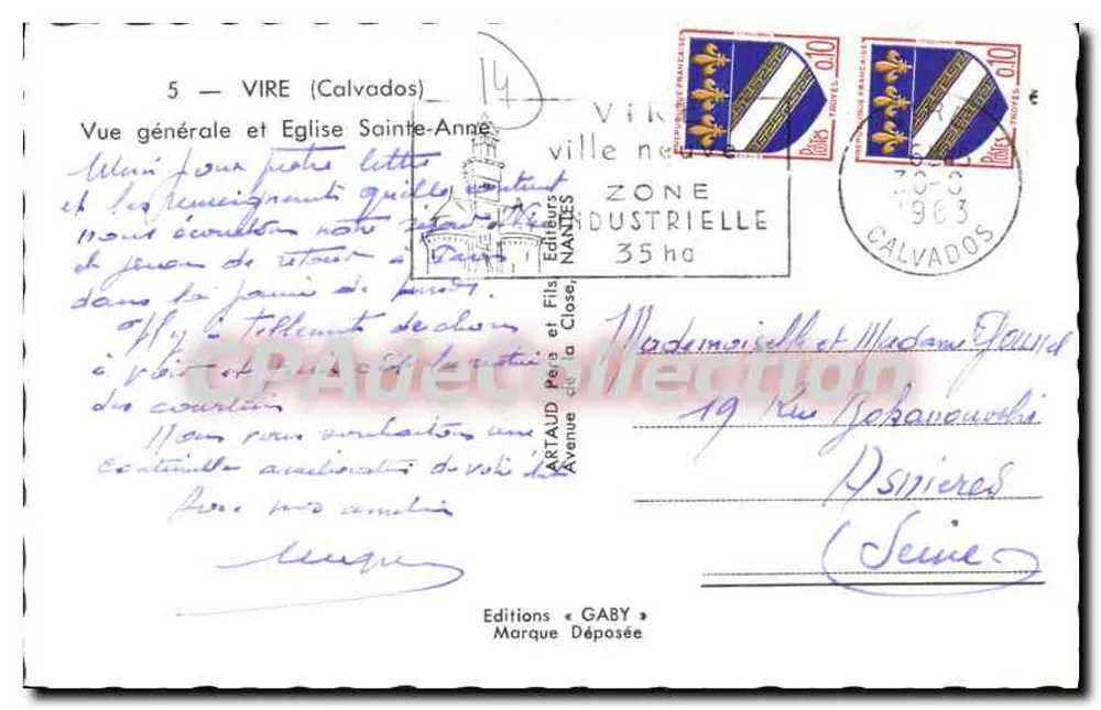 Vire (Calvados) — Allgemeiner Blick und Kirche Sainte-Anne — Gaby Editions - Rückseite