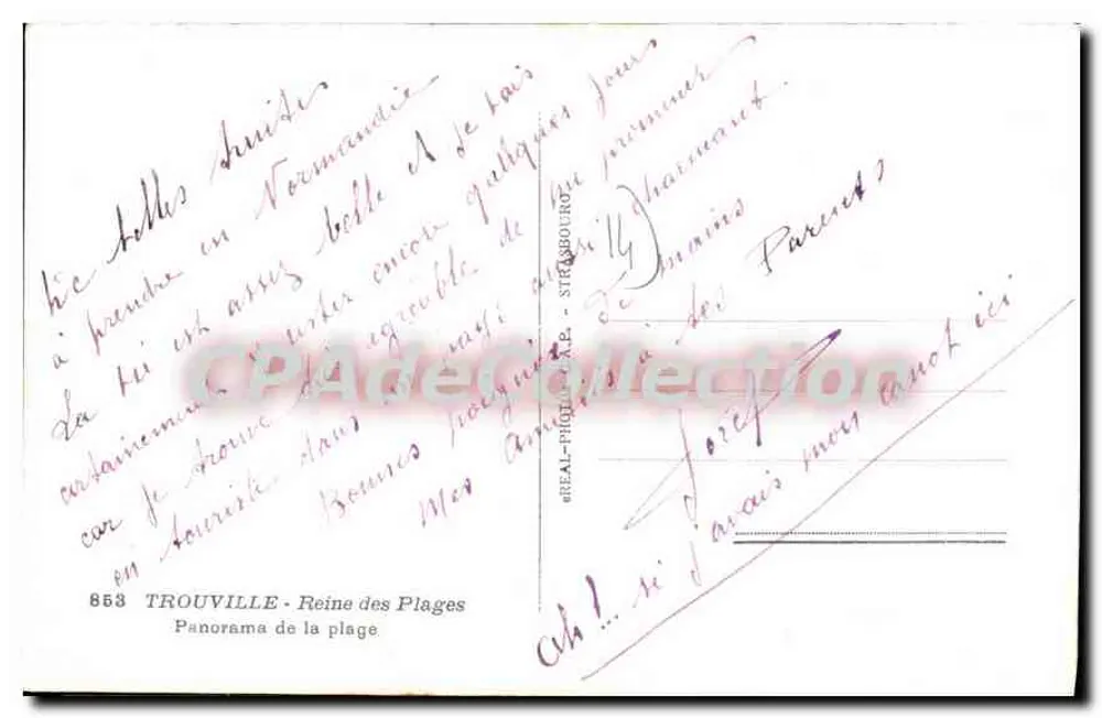 TROUVILLE - Königin der Strände — Panorama der Strand — Verlag REAL-PHILATHE - STRASBOURG - Nr. 853 - Rückseite