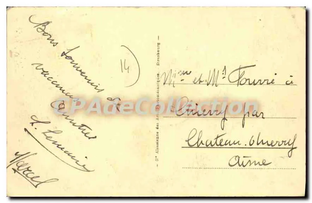 Saint-Aubin - A Digue e a Praia — Bilhete postal antigo n°49, editor A.P.A. - Verso
