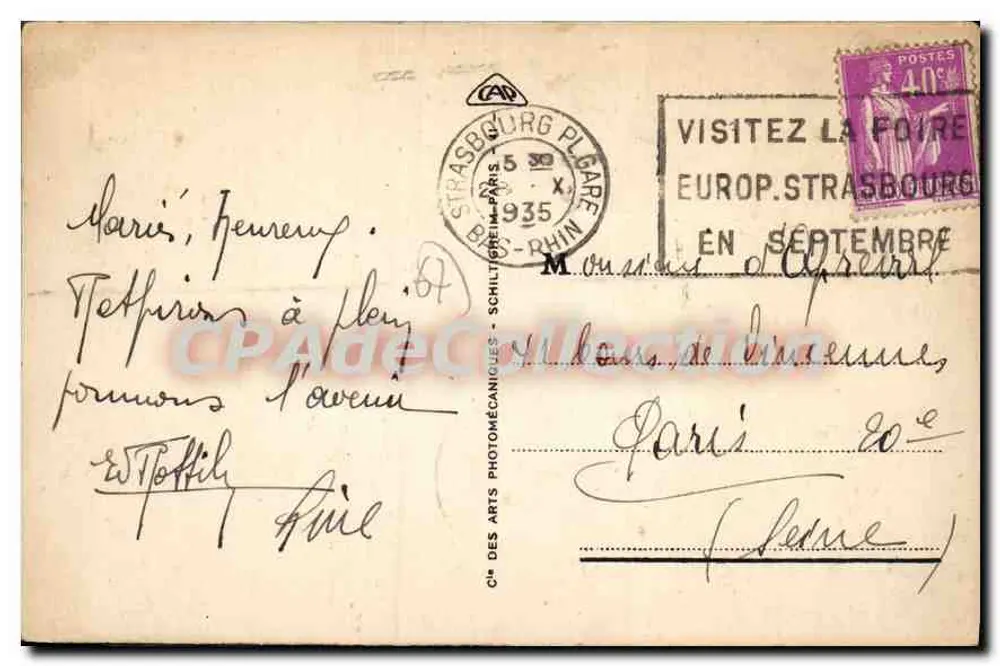 Strasbourg - La Place Kléber und die Kathedrale — Antike Ansichtskarte Nr. 640 - Rückseite