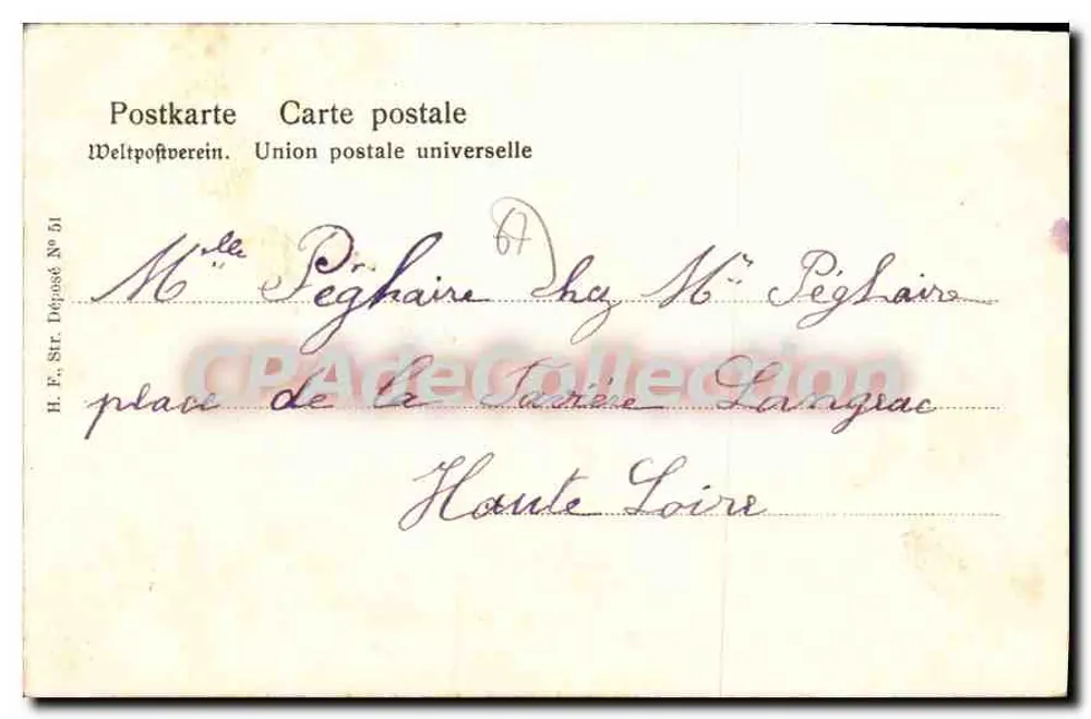 Elsässerin — Alsacienne — H.F. Str. Déposé N° 51 - Verso