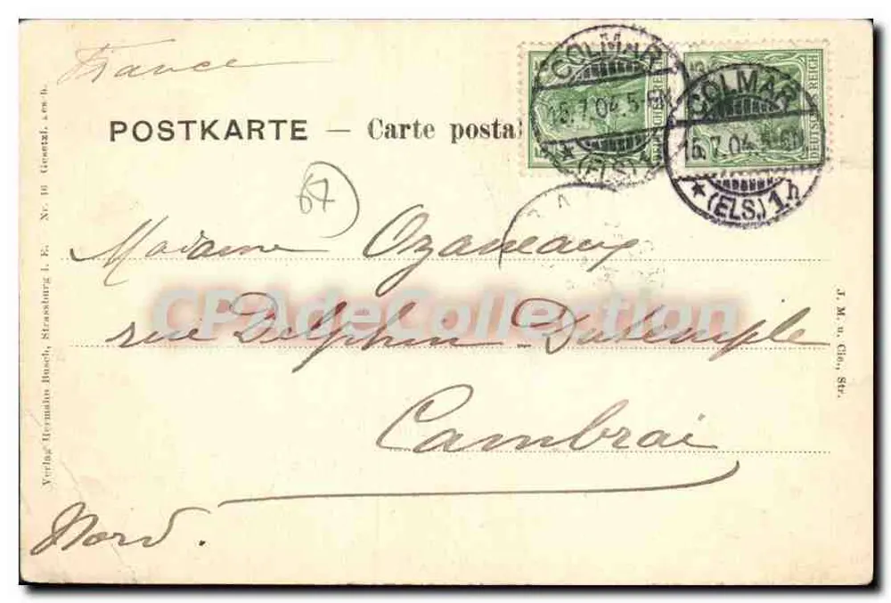 Gruss aus dem Elsass - Souvenir d'Alsace — Verlag Yeringe (Straßburg) - Nr. 16 - Rückseite