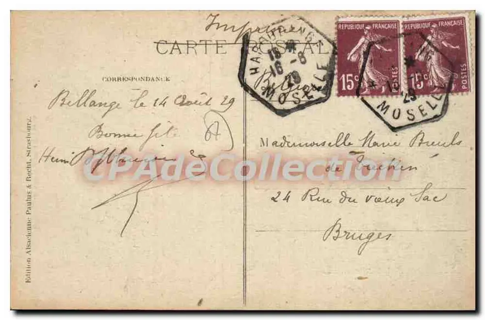 Alsacienne and Lorraine — 123 — Alsacienne Edition, Pathus & Radt, Strasbourg - Back