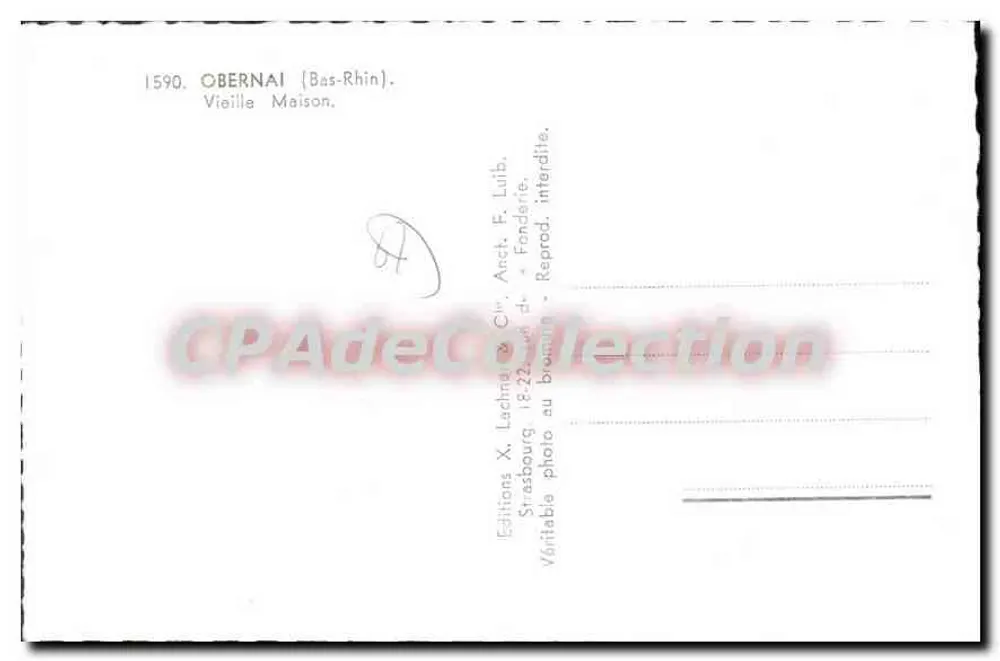 Obernai (Bas-Rhin) — Vieille Maison — Éditions X. Lachma & Cie, Strasbourg - Verso