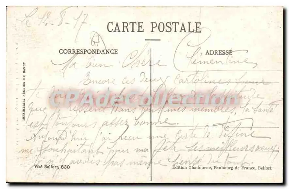 Dawn of Hope: Es ist Frankreich, das zurückkehrt — Edition Chadourne, Belfort, Nr. 689 - Rückseite