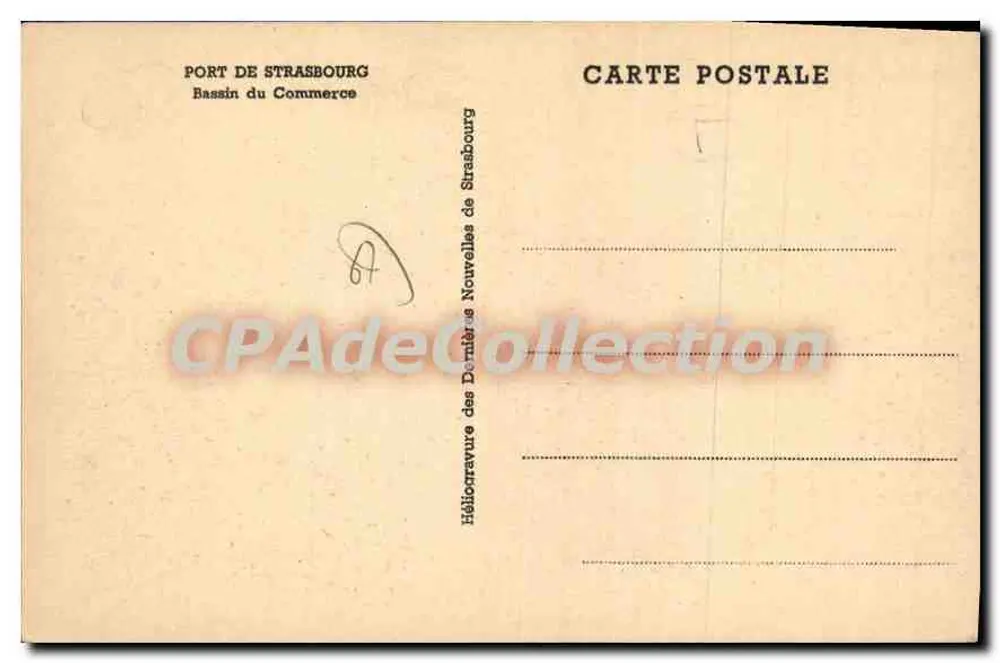Puerto de Estrasburgo — Muelle del Comercio — Heliotipia de las Nuevas Casas de Estrasburgo - Reverso
