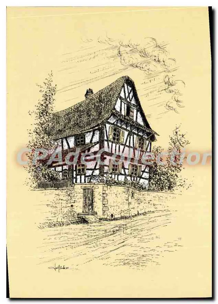 Alsatianische Farm in Dauendorf (Bas-Rhin) — nach einer Illustration von Joël Roche — Verlag CPAdéCollection - Vorderseite
