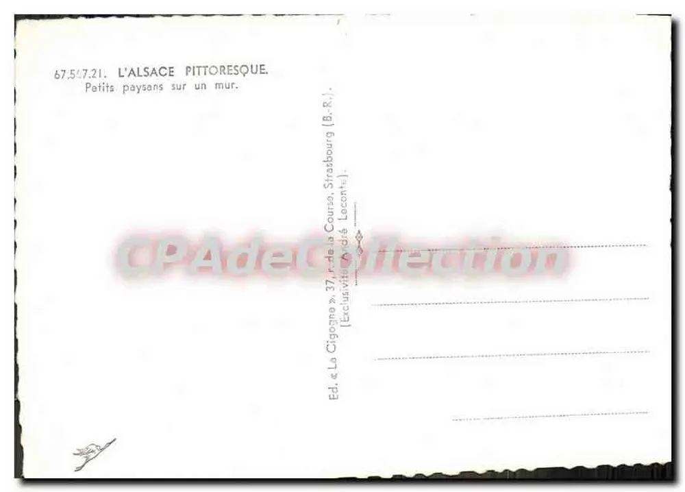 Pequenos camponeses em um muro — A Alsácia pitoresca — A Cigarrinha - Verso