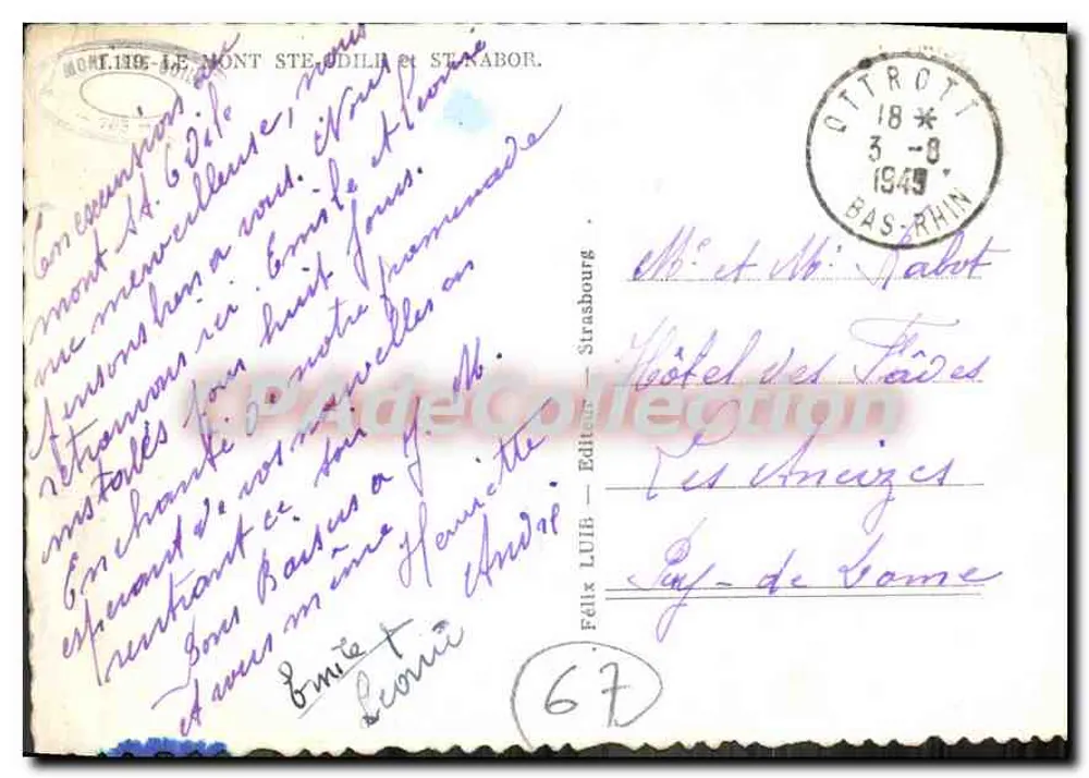 Monte Ste-Délie e St-Nabor — vista panorâmica — Félix LUB - Strasbourg, n°67 - Verso