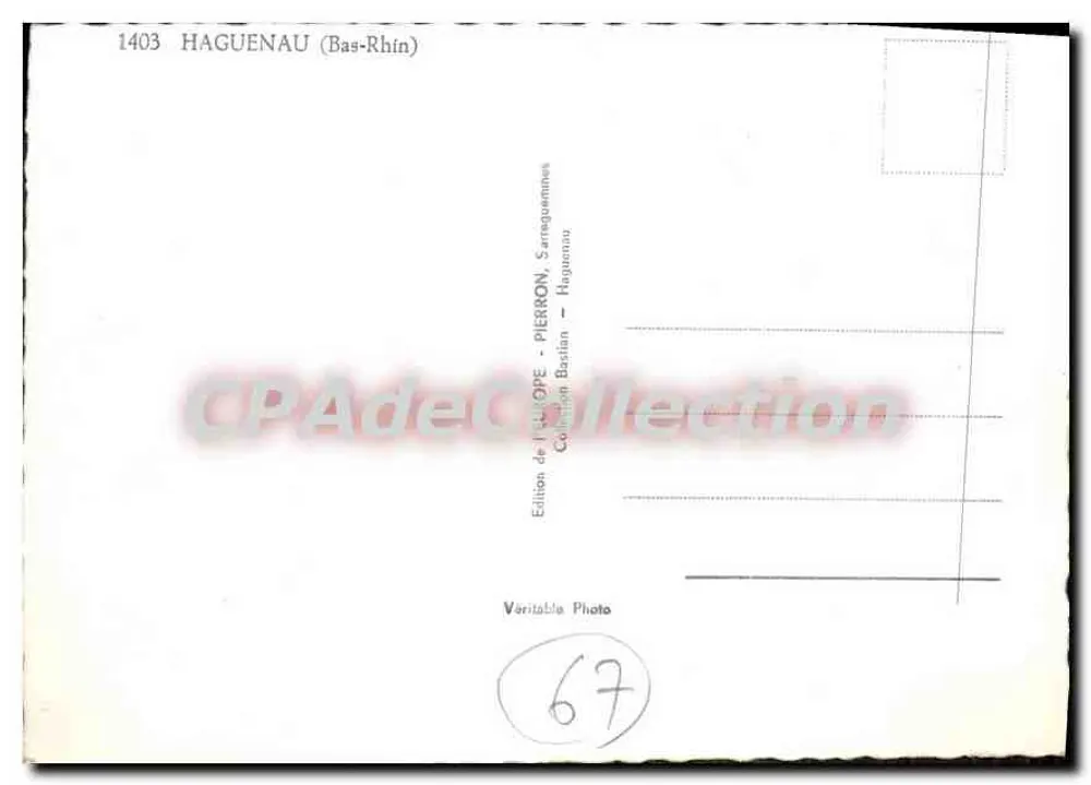 Haguenau — Lembrete de Haguenau — Edição da Europa, Pierron - Verso