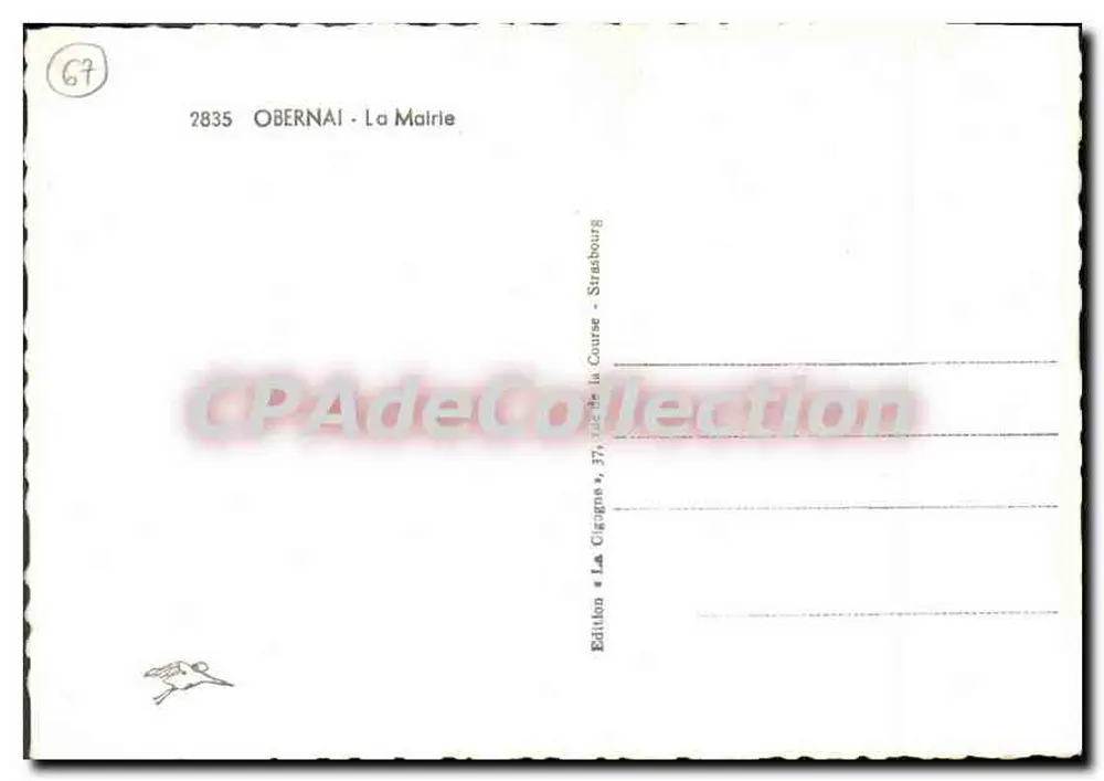 Obernai - A Prefeitura — editor La Cigogne, Strasbourg - Verso