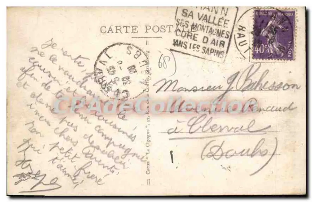 Thann no século XVII — vista histórica — editor não identificado, n° 13 - Verso