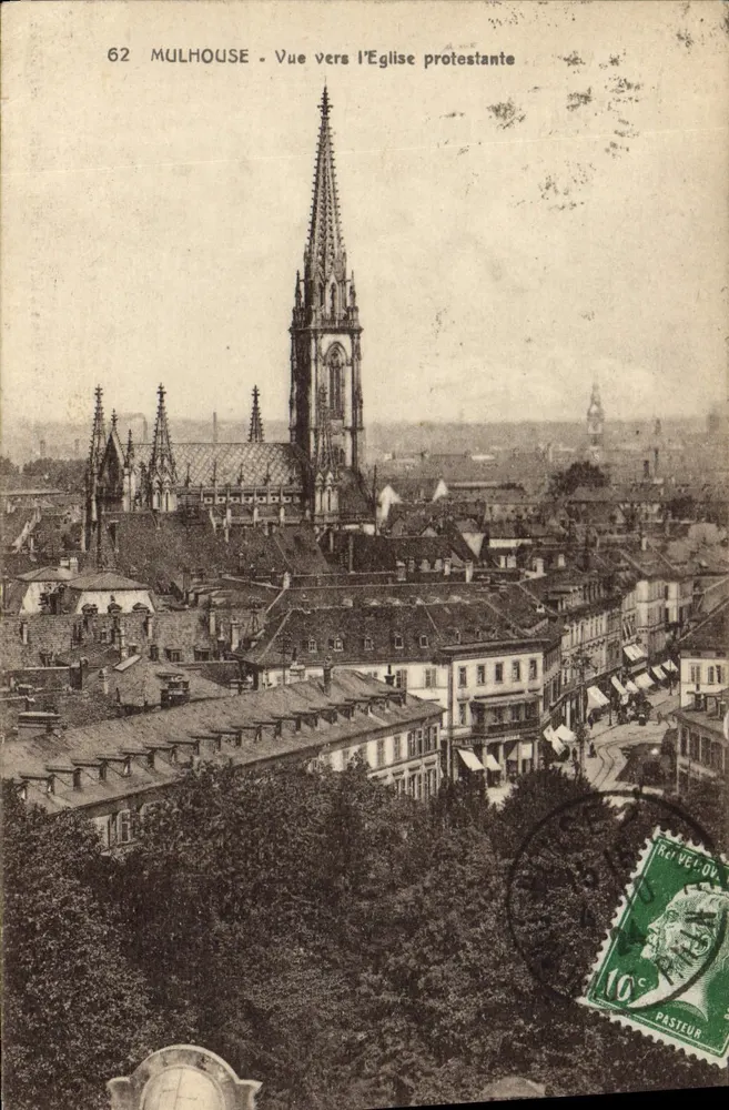 Mulhouse - Vista verso la chiesa protestante — Stampa VEL-DU - n°62 - Recto