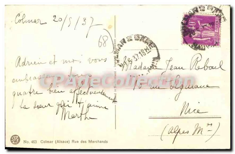 Colmar — Rue des Marchands — Editora STF, n° 463 - Verso