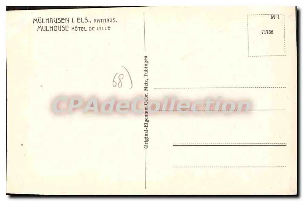 Mülhausen (Els) — Prefeitura — editor CPAdéCollection, n° 71786 - Verso