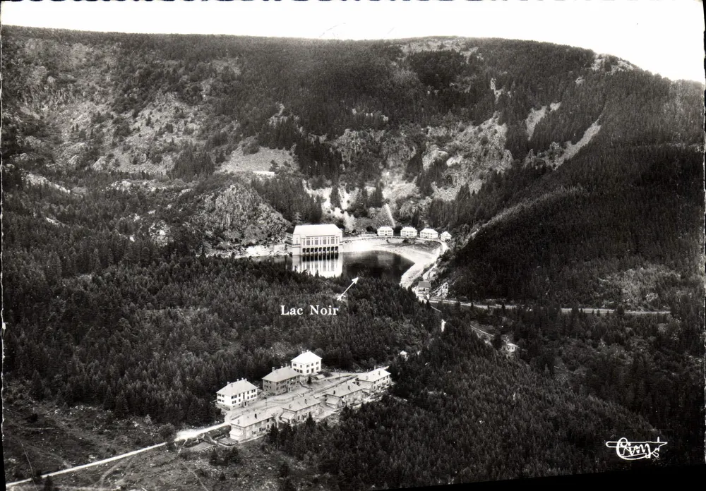 Schwarzer See — Luftbild mit Wasserkraftwerk — Orny's - Vorderseite