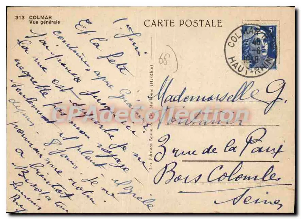Colmar — Vista geral — Les Éditions Braun & Cie, n° 313 - Verso