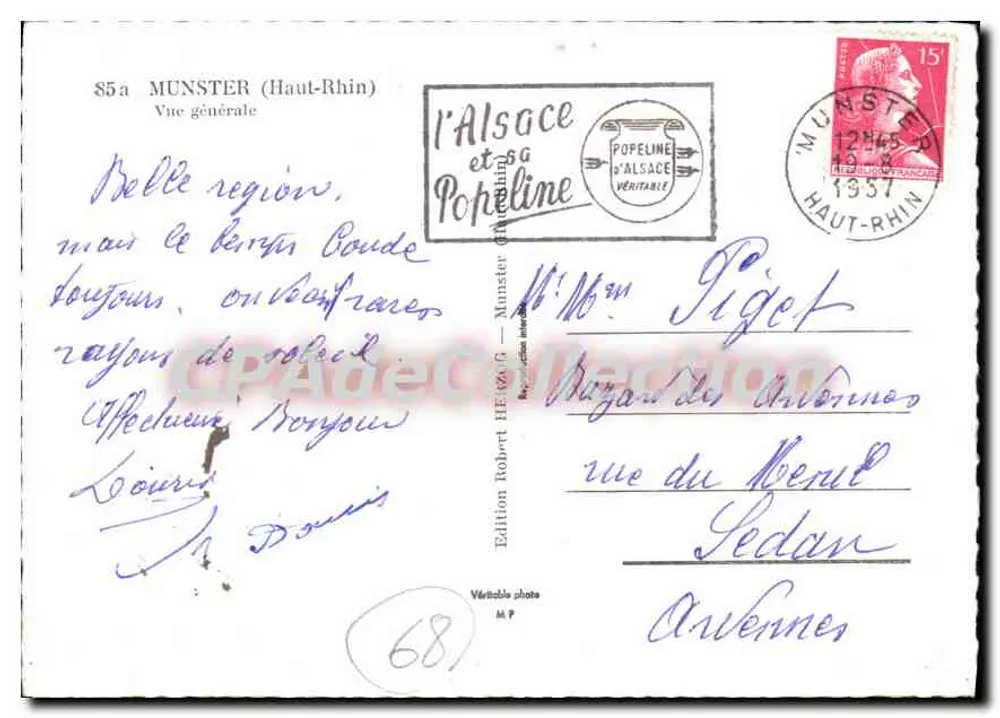 Munster (Alto Reno) — vista geral — Edição Popeline do Alsace G - Verso