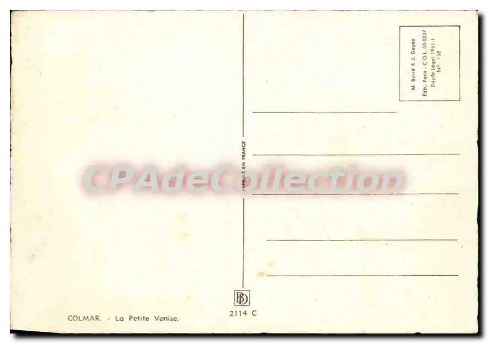 कोलमार — छोटी वेनिस — प्रकाशक म. बारे & जे. डोयाज, संख्या 2114 C - पीछे