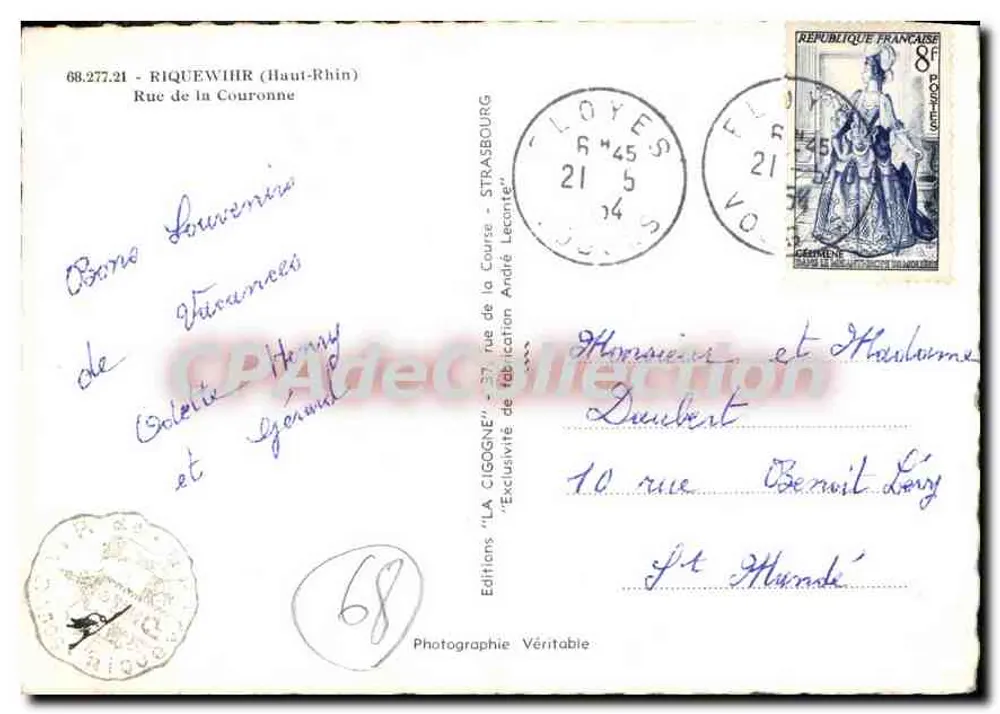 Riquewihr (Haut-Rhin) — Straße der Krone — Editions André Lecointe - Rückseite