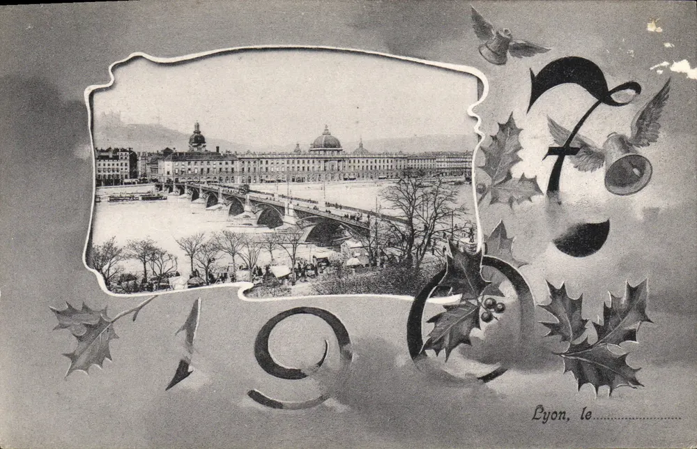 Lyon — vue du pont et du Rhône — Éditeur Timothée Jacot, Neuchâtel, n°69 - Frente