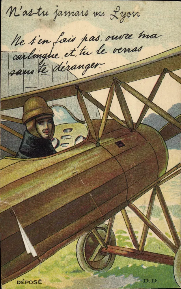 Avião biplano — Lyon — D.D. (D. Deloy, Mirecourt, Vosges) - Frente