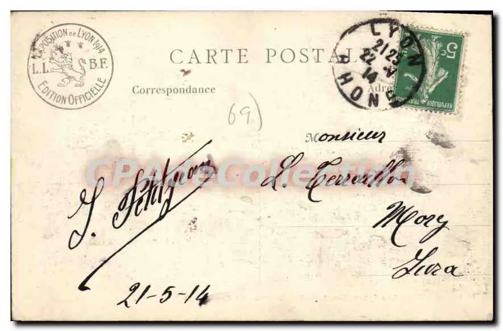 Lyon - Internationale Ausstellung 1914 - Innenraum des Großen Saals — Offizielle Ausgabe n°40 - Rückseite