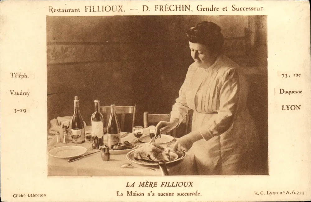 A Senhora Filliou — Restaurante Filliou — D. Fréchin, Genro e Sucessor — Lyon - Frente