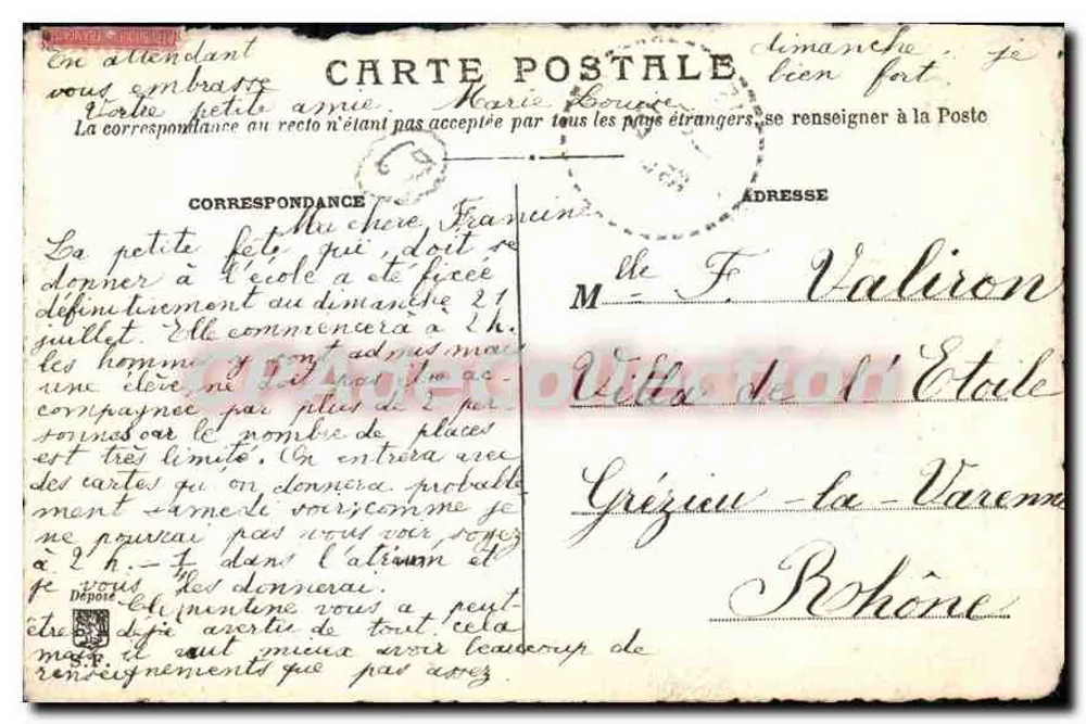 LYON em 1850 — Praça Bellecour — Editor LESTERREAUX - Verso
