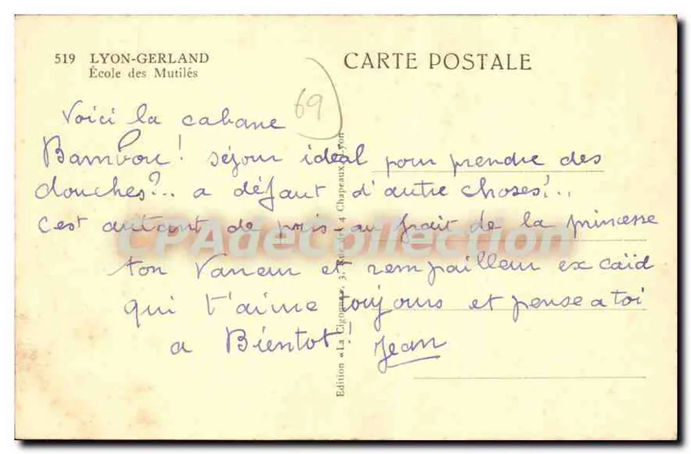 Lyon-Gerland — Escola dos Mutilados — Edição « La Gypaume » - Verso