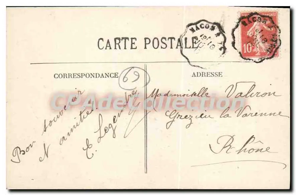 Couzon-au-Mont-d'Or (Rhône) — Die Kirche — S. Farges, Verlag 916 - Rückseite